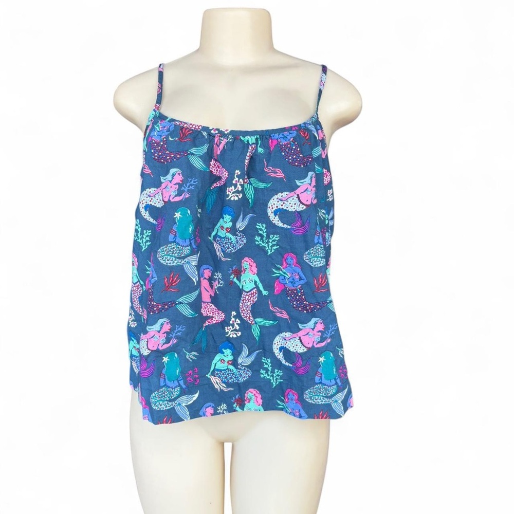 Mermaid Print Tank Top - Blue and Pink